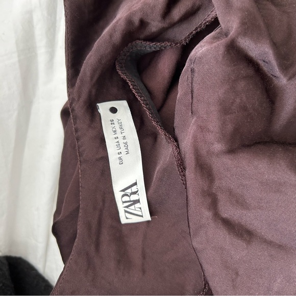 Zara Chocolate Brown Satin Slip Dress - Picture 9 of 11